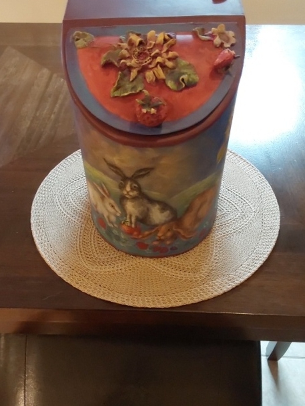 Vintage Tole Pattern - Strawberry/Rabbit Canister by Gene Prewitt